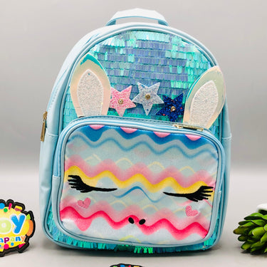10* Inches Girls Fancy Unicorn Backpack - Blue